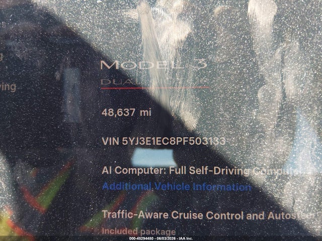 Продажа на аукционе авто 2023 Tesla Model 3 Performance Dual Motor All-wheel Drive, vin: 5YJ3E1EC8PF503133, номер лота: 45294480