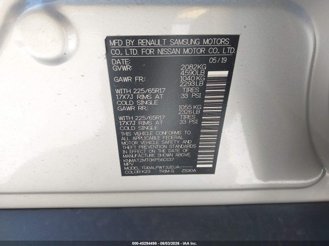 Nissan ROGUE S 2019 KNMAT2MT0KP560137 Image 9
