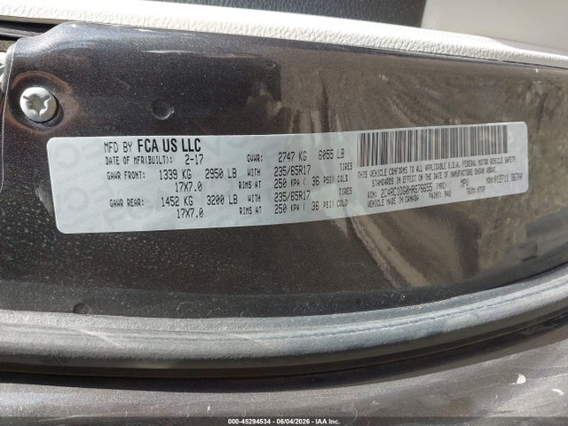 2017 Chrysler Pacifica Touring მანქანა იყიდება აუქციონზე, vin: 2C4RC1DG0HR676655, აუქციონის ნომერი: 45294534