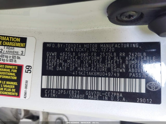 4T1KZ1AK6MU049749 Toyota CAMRY TRD