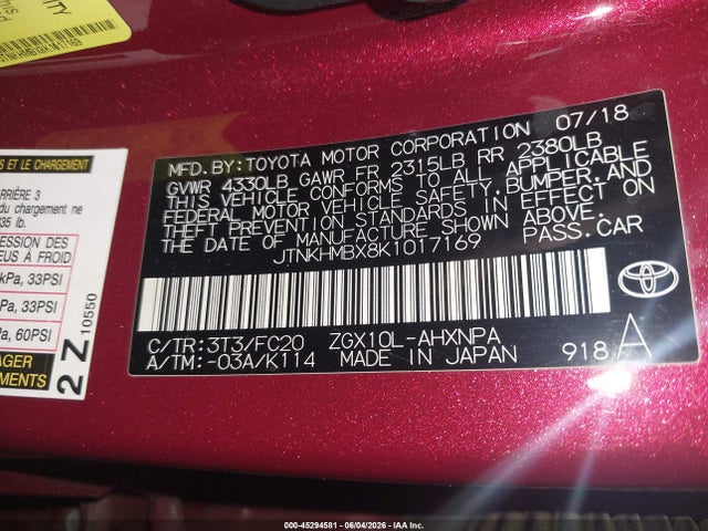 Toyota C-HR LE 2019 JTNKHMBX8K1017169 Image 9