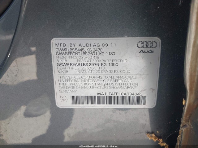 Aukcja sprzedaży 2012 Audi Q5 2.0t Premium, vin: WA1LFAFP1CA034043, numer aukcji: 45294620