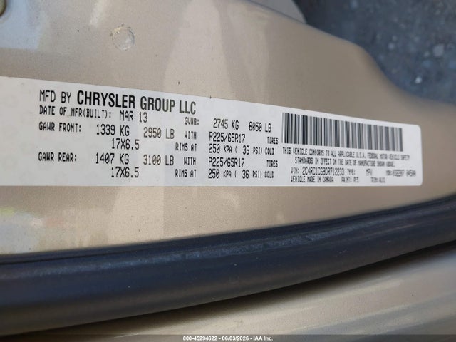 Продажа на аукционе авто 2013 Chrysler Town & Country Touring-l, vin: 2C4RC1CG8DR712233, номер лота: 45294622