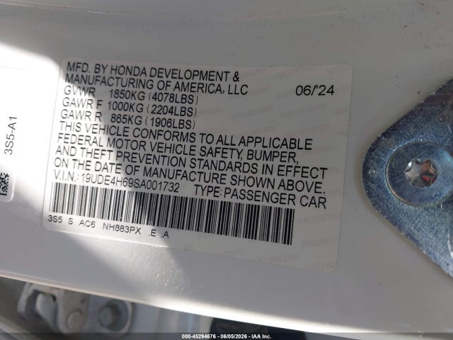 Продажа на аукционе авто 2025 Acura Integra A-spec Technology, vin: 19UDE4H69SA001732, номер лота: 45294676