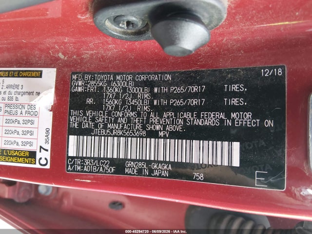 JTEBU5JR8K5653698 Toyota 4runner Trd Off Road Premium
