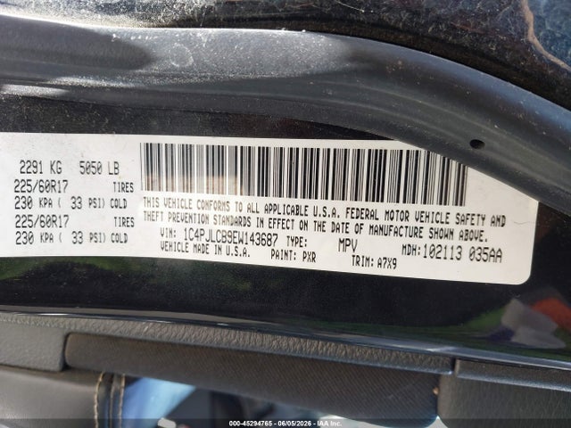45294765 :رقم المزاد ، 1C4PJLCB9EW143687 vin ، 2014 Jeep Cherokee Latitude مزاد بيع