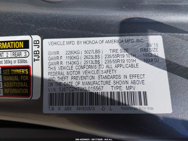 Продажа на аукционе авто 2019 Acura Rdx Advance Package, vin: 5J8TC2H79KL015567, номер лота: 45294823