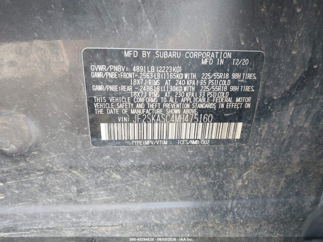 Продажа на аукционе авто 2021 Subaru Forester Limited, vin: JF2SKASC4MH475160, номер лота: 45294825