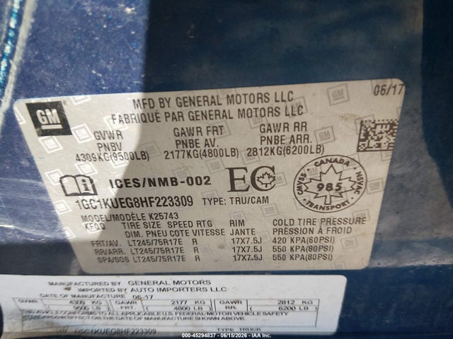 1GC1KUEG8HF223309 Chevrolet Silverado 2500hd Wt