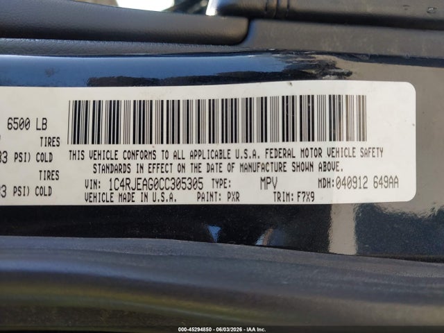 Aukcja sprzedaży 2012 Jeep Grand Cherokee Laredo, vin: 1C4RJEAG0CC305305, numer aukcji: 45294850