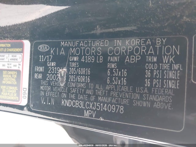 Aukcja sprzedaży 2018 Kia Niro Lx, vin: KNDCB3LCXJ5140978, numer aukcji: 45294939