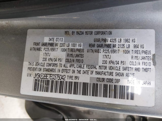Aukcja sprzedaży 2014 Mazda Cx-5 Sport, vin: JM3KE2BE7E0375042, numer aukcji: 45295010