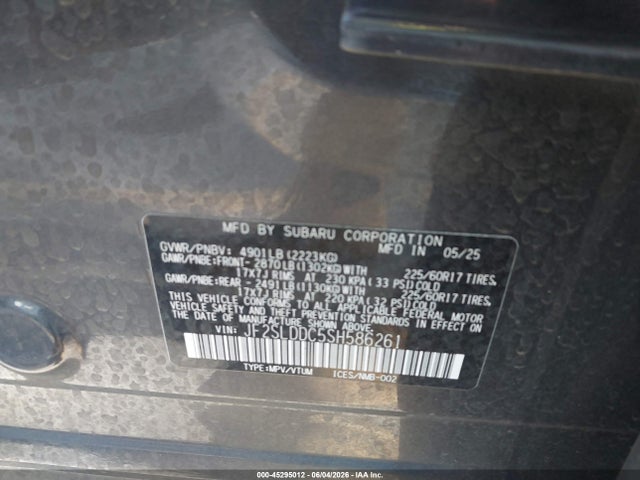 45295012 :رقم المزاد ، JF2SLDDC5SH586261 vin ، 2025 Subaru Forester Premium مزاد بيع