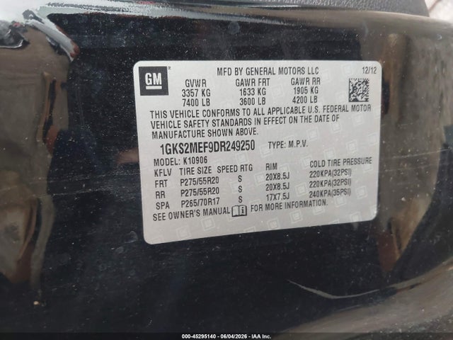 Продажа на аукционе авто 2013 Gmc Yukon Xl 1500 Denali, vin: 1GKS2MEF9DR249250, номер лота: 45295140