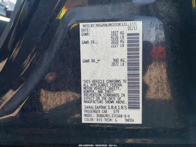 1N4AL3AP0HC184185 Nissan Altima 2.5 Sv