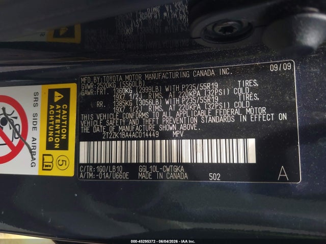 Aukcja sprzedaży 2010 Lexus Rx 350, vin: 2T2ZK1BA4AC014449, numer aukcji: 45295372