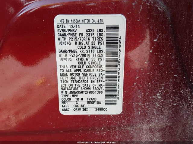Nissan Rogue Select S 2015 JN8AS5MT2FW651396 Image 9
