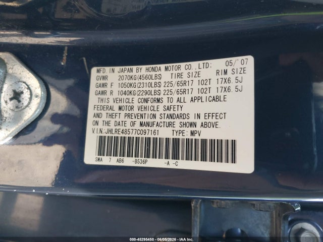 Aukcja sprzedaży 2007 Honda Cr-v Ex, vin: JHLRE48577C097161, numer aukcji: 45295450