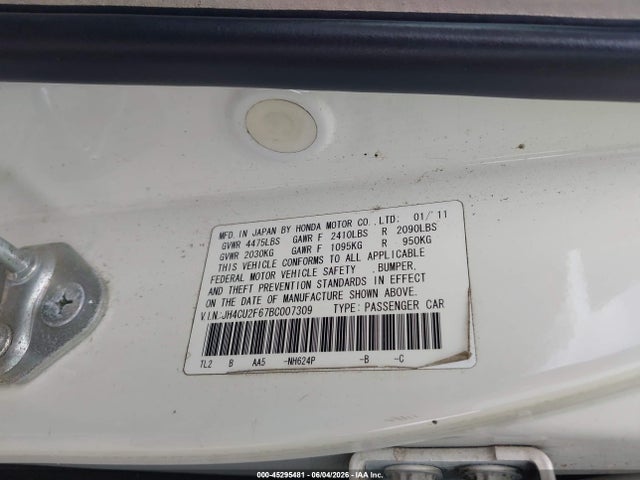 2011 Acura Tsx 2.4 მანქანა იყიდება აუქციონზე, vin: JH4CU2F67BC007309, აუქციონის ნომერი: 45295481