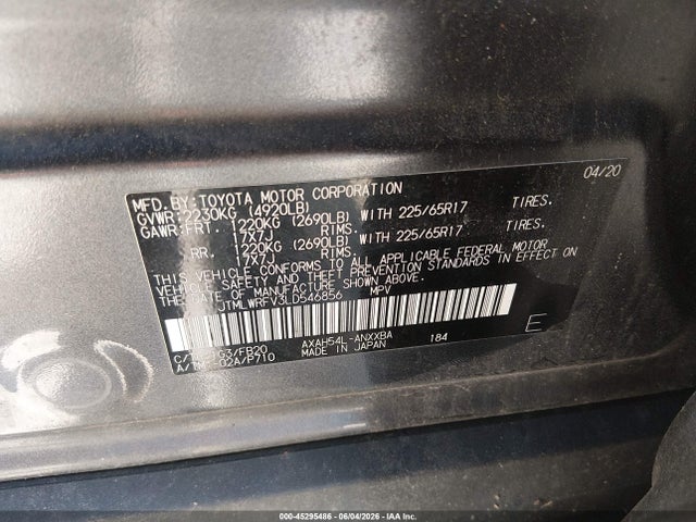 Продаж на аукціоні авто 2020 Toyota Rav4 Hybrid Le, vin: JTMLWRFV3LD546856, номер лоту: 45295486
