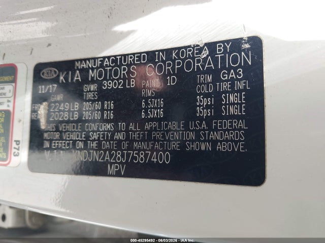 2018 Kia Soul მანქანა იყიდება აუქციონზე, vin: KNDJN2A28J7587400, აუქციონის ნომერი: 45295492