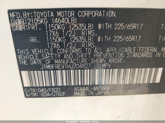 Toyota RAV4 LE 2017 JTMBFREV1HJ704827 Image 9