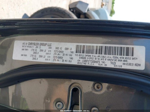45295541 :رقم المزاد ، 1C6RR7GT7DS584873 vin ، 2013 Ram 1500 Outdoorsman مزاد بيع