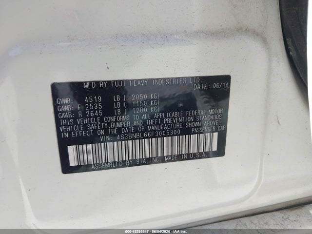Subaru Legacy 2.5i Limited 2015 4S3BNBL66F3005300 Image 9