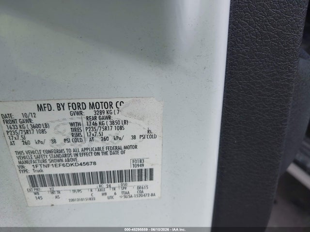 Aukcja sprzedaży 2013 Ford F-150 Xl, vin: 1FTNF1EF6DKD45678, numer aukcji: 45295559