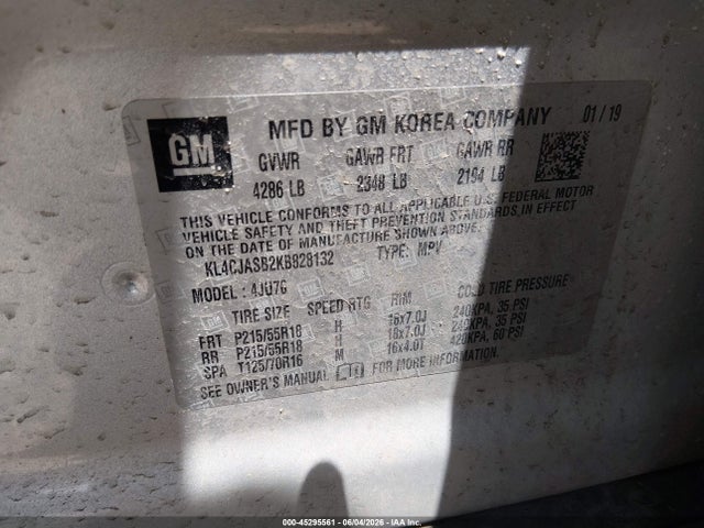 Aukcja sprzedaży 2019 Buick Encore Fwd Preferred, vin: KL4CJASB2KB828132, numer aukcji: 45295561