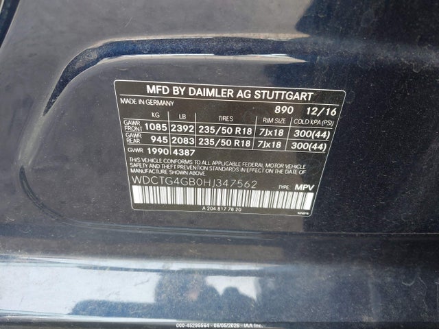 Продаж на аукціоні авто 2017 Mercedes-benz Gla 250 4matic, vin: WDCTG4GB0HJ347562, номер лоту: 45295564