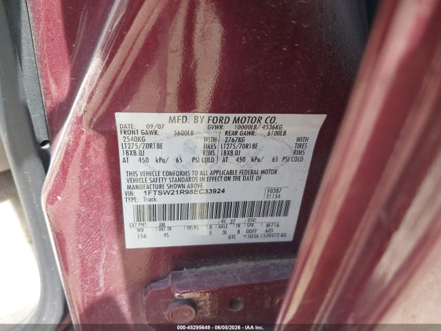 Aukcja sprzedaży 2008 Ford F-250 Fx4/harley-davidson/king Ranch/lariat/xl/xlt, vin: 1FTSW21R98EC33924, numer aukcji: 45295649