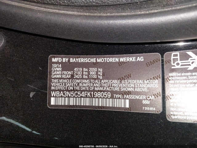 Продажа на аукционе авто 2015 Bmw 428i Xdrive, vin: WBA3N5C54FK198059, номер лота: 45295708