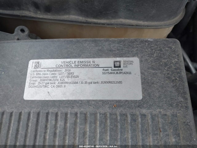 45295748 :رقم المزاد ، 1GYS4KKJ8JR142411 vin ، 2018 Cadillac Escalade Esv Platinum مزاد بيع