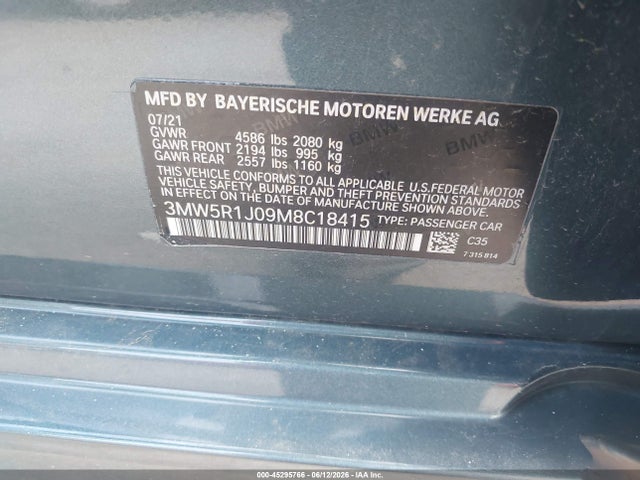 BMW 330I 2021 3MW5R1J09M8C18415 Image 9