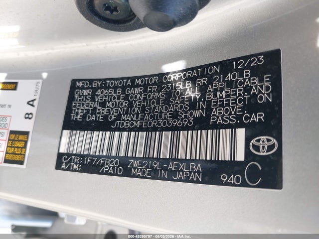 Toyota Corolla Hybrid Le 2024 JTDBCMFE0R3039693 Image 9
