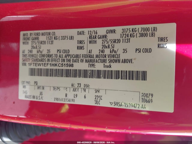 Ford F-150 Xl 2017 1FTEW1EF1HKC51598 Image 9