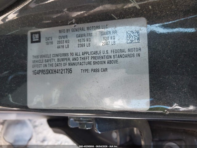 45295956 :رقم المزاد ، 1G4PR5SKXH4121795 vin ، 2017 Buick Verano Sport Touring مزاد بيع