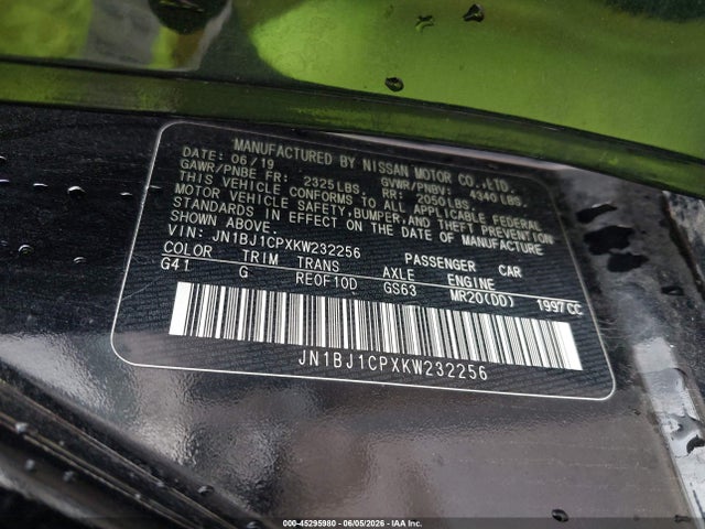 45295980 :رقم المزاد ، JN1BJ1CPXKW232256 vin ، 2019 Nissan Rogue Sport Sl مزاد بيع