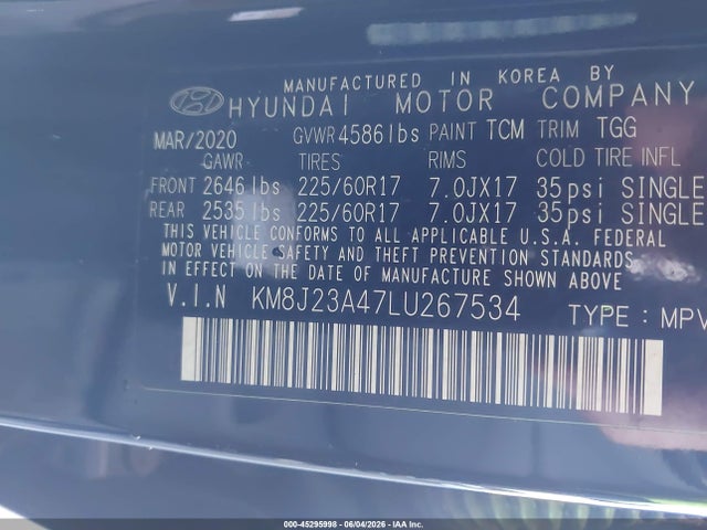 Hyundai TUCSON SE 2020 KM8J23A47LU267534 Image 9