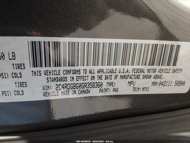 Dodge Grand Caravan Se Plus 2016 2C4RDGBG0GR358360 Image 9