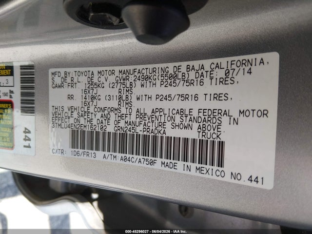 Toyota Tacoma Base V6 2014 3TMLU4EN2EM162102 Image 9