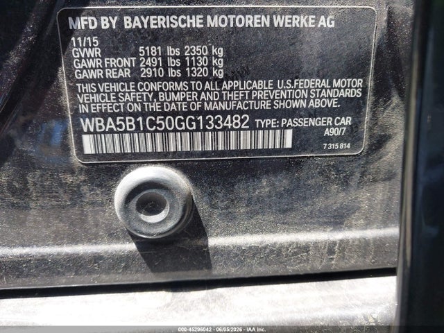 Aukcja sprzedaży 2016 Bmw 535i, vin: WBA5B1C50GG133482, numer aukcji: 45296042