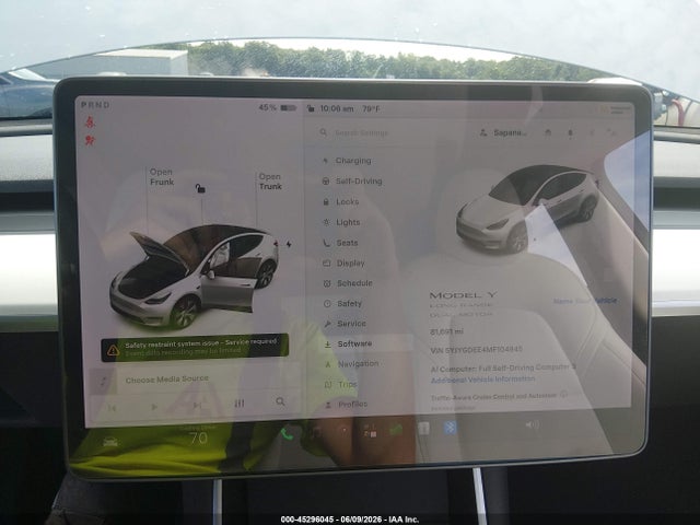 Auction sale of the 2021 Tesla Model Y Long Range Dual Motor All-wheel Drive, vin: 5YJYGDEE4MF104945, lot number: 45296045