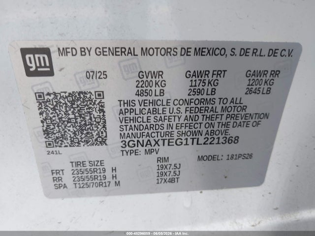 3GNAXTEG1TL221368 Chevrolet Equinox Awd Rs