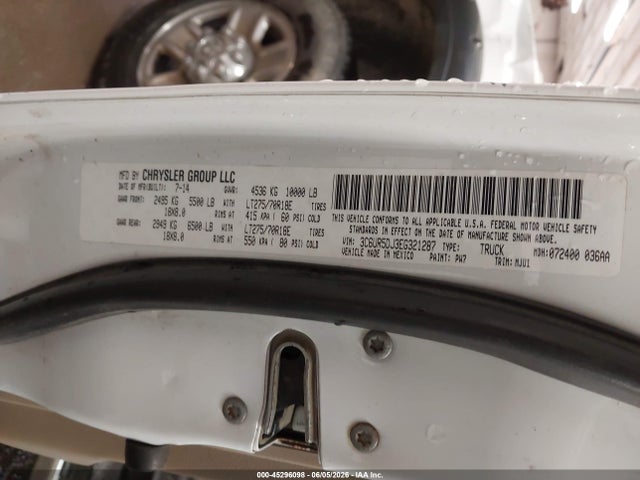 2014 Ram 2500 Lone Star მანქანა იყიდება აუქციონზე, vin: 3C6UR5DJ3EG321287, აუქციონის ნომერი: 45296098