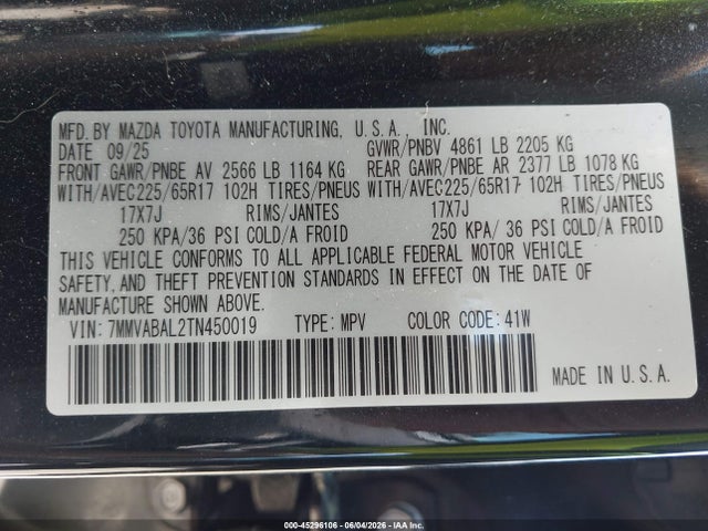 2026 Mazda Cx-50 2.5 S Select მანქანა იყიდება აუქციონზე, vin: 7MMVABAL2TN450019, აუქციონის ნომერი: 45296106