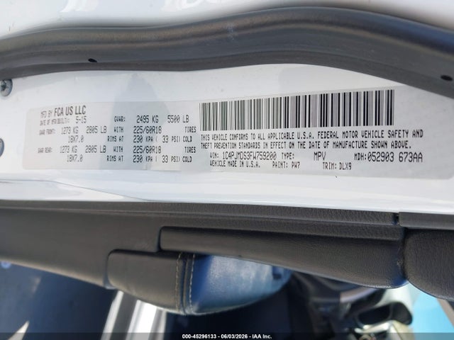 Продажа на аукционе авто 2015 Jeep Cherokee Limited, vin: 1C4PJMDS3FW759200, номер лота: 45296133