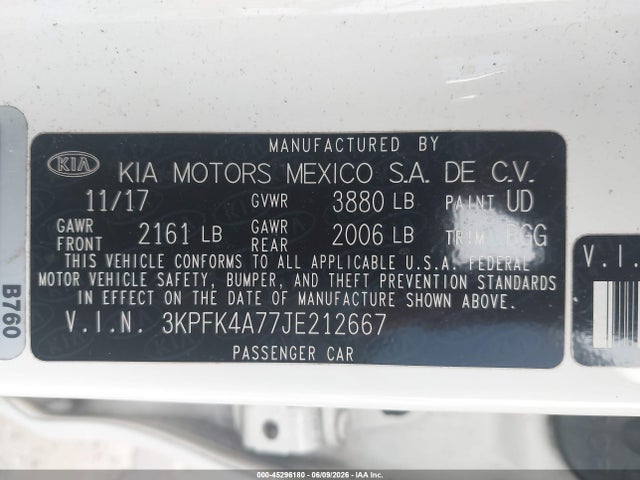 Aukcja sprzedaży 2018 Kia Forte Lx, vin: 3KPFK4A77JE212667, numer aukcji: 45296180