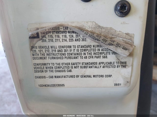 45296290 :رقم المزاد ، 1GDHK24U22E135505 vin ، 2002 Gmc Sierra 2500hd Standard مزاد بيع